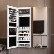 2-IN-1 Jewelry Cabinet Wall & Door Mounted Jewelry Armoire Full-Length Mirror UK