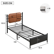 3FT Single Bed Frame !SALE! Metal Upholstered Headboard Brown Black Modern