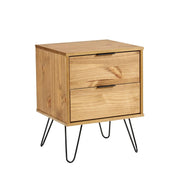 Industrial Wooden Bedside Cabinet End Side Tables Nightstand Storage 2 Drawer