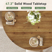 120CM Solid Wood Round Dining Table Modern Circle Kitchen Table for 4-6 People