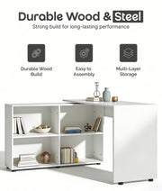 L-Shaped Corner Computer Desk Home Office Workstation with 4 Storage Shelves