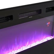 70inch Black TV Stand Cabinet Electric Fireplace Unit 12 LED Colour Fire Flame