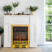 2000W Electric Fireplace Inset Fire Heater Realistic LED Coal Flame Effect Gold