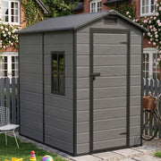 Weatherproof Plastic Garden Shed 4X6ft Outdoor Tool Storage House with Window