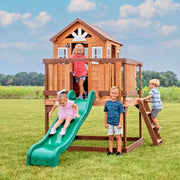 Outdoor Play House With Slide Wooden Garden Playhouse Young Children 3 Years+