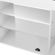 Hallway Shoe Cabinet Bench White Black PU Cushion Padded Seat Storage Shoe Rack