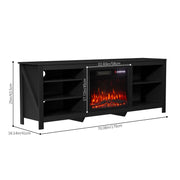 70inch TV Stand Unit Cabinet with Electric Fireplace Media & 12 Colour LED Light