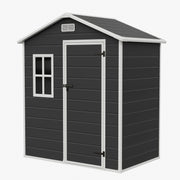 8x6 6x6 5x3 Plastic Garden Shed with Floor Window Lockable Door Wood Grain Grey