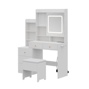 Dressing Table With 5 Drawers LED Mirror Set Makeup Desk Vanity Table Bedroom