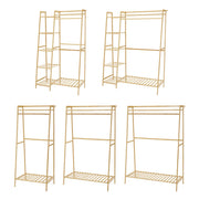 Heavy Duty Wooden Hanging Clothes Garment Rail Corner Open Wardrobe Storage Rack