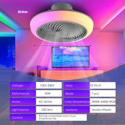 Ceiling Fan with Lighting RGB LED Lights Adjustable Wind Speed Remote Control UK