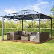 4x4 m Garden Gazebo outdoor pavilion aluminium frame hardtop polycarbonat roof