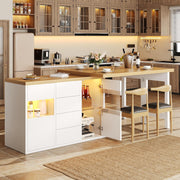 Bar Table !SALE! Extendable 360 Rotating Kitchen Island Storage White