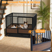 Rolling Cat Kitten Cage Metal Wood Pet Kennel House Enclosure Playpen Indoor