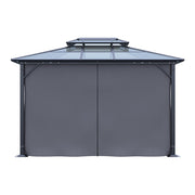 XL Hardtop Gazebo Garden Pavilion Metal Frame Polycarbonate Roof with Curtains
