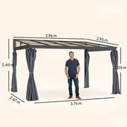 Outdoor Pergola Gazebo Party Tent Garden Sun Shelter 4 x 3m w/ Curtain