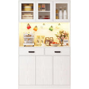 Kitchen Cupboard 180cm Tall Cabinet White 2 Drawers Adjustable Shelf