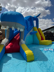 H2OGO! Whale Inflatable Kids Water Park Slide Splash Pad Climb Wall Blower