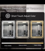 LED Lighted Anti-Fog Touch Dimmable Bathroom Mirror 50x70cm Wall Mounted