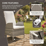 Oseasons Pack of 6 Lisbon Rattan Reclining Outdoor Dining Chair in Mixed Grey