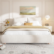 4ft6 Double Bed Frame Ottoman Hydraulic Storage Cushion Headboard White Upholste