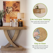 110cm Farmhouse Console Table Narrow Entryway Table with X-Frame Rustic Brown