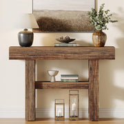 105cm Farmhouse Console Table, 2-Tier Narrow Wooden Entryway Table for Hallway