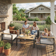 4 Seater Aluminium Garden Furniture Set, Extra Deep Garden Sofa Set, Beige