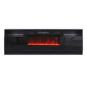 Black 70inch TV Stand Unit Cabinet with Electric Fireplace & 12 Colour LED Light