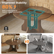 Round Dining Table for 4-6 People 120cm Circle Kitchen Table for Home Kitchen