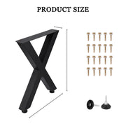 Set of 2 Metal Table Legs X Cross Frame Industrial Dining Table Legs Heavy Duty