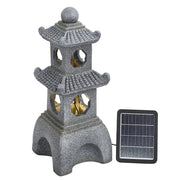 Solar Powered Garden Water Feature Outdoor Water Fountain Cascade with LED Light