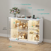 Lockable Glass Display Cabinet 3-Colour LED Lighting for Figures Collectibles