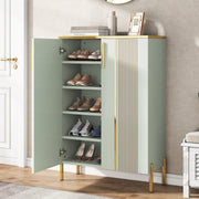 Modern Shoe Cabinet with Doors, 6-Tier Wooden Shoe Storage Cabinet for Entryway