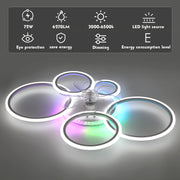 RGB LED Ceiling Fan Light Dimmable Chandelier Living Room Lamp W/ Remote Control