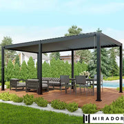 Mirador Louvered Aluminium Pergola 3x6m 10x20ft Anthracite Garden Canopy