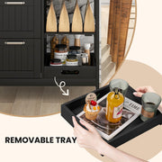 Utility Cart on Lockable Wheels Kitchen Island Rolling Cart-Black