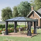 3.6 x 4m Aluminium Hardtop Gazebo Canopy with Polycarbonate Roof & Sidewalls