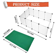 Small Pet Playpen with 12 Panels, Portable Resin Fence Cage with Carpet Mat