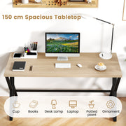 150 CM Computer Desk Large Industrial Office Desk w/Heavy-duty Metal Frame