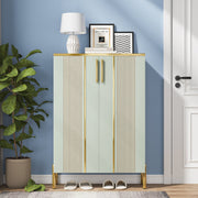 Modern Shoe Cabinet with Doors, 6-Tier Wooden Shoe Storage Cabinet for Entryway