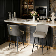 360° Rotating Breakfast Bar Stools High Tufted Back Lion Knocker w/ Footrest