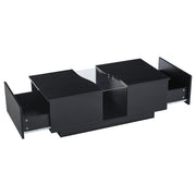 Led Coffee Table with 2 Drawer Storage, High Gloss Coffee Table for Living Room