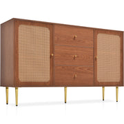 Large 150 cm Modern Rattan Sideboard 2 Door 3 Drawer Metal Legs for Living Room