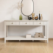 Large 3 Drawer Console Table with Shelf - Padstowe Ivory Range
