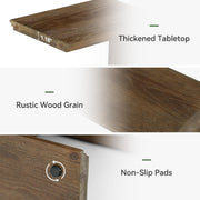 Modern C-Shaped Solid Wood End Table Wooden Narrow Side Table for Living Room