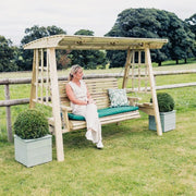 Churnet Valley 3 Seater Garden Swing Bench Outdoor Wooden Patio Seat Canopy Wood