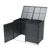 Double Wheelie Bin Storage Garden Rubbish Dustbin 2 Shed PE Rattan Store Cover