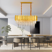 Modern Gold Crystal 3-Tier K9 Oval Chandelier Crystal Light Fixture 80*30cm