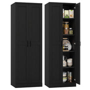 Tall Kitchen Larder Cupboard Storage Pantry Black Freestanding Utility Cabinet